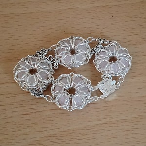 Rose Quartz Caged Bead Flower Bracelet