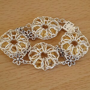 Citrine Caged Bead Flower Bracelet