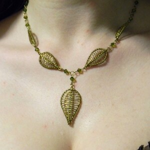 Brass Wire Leaf Necklace