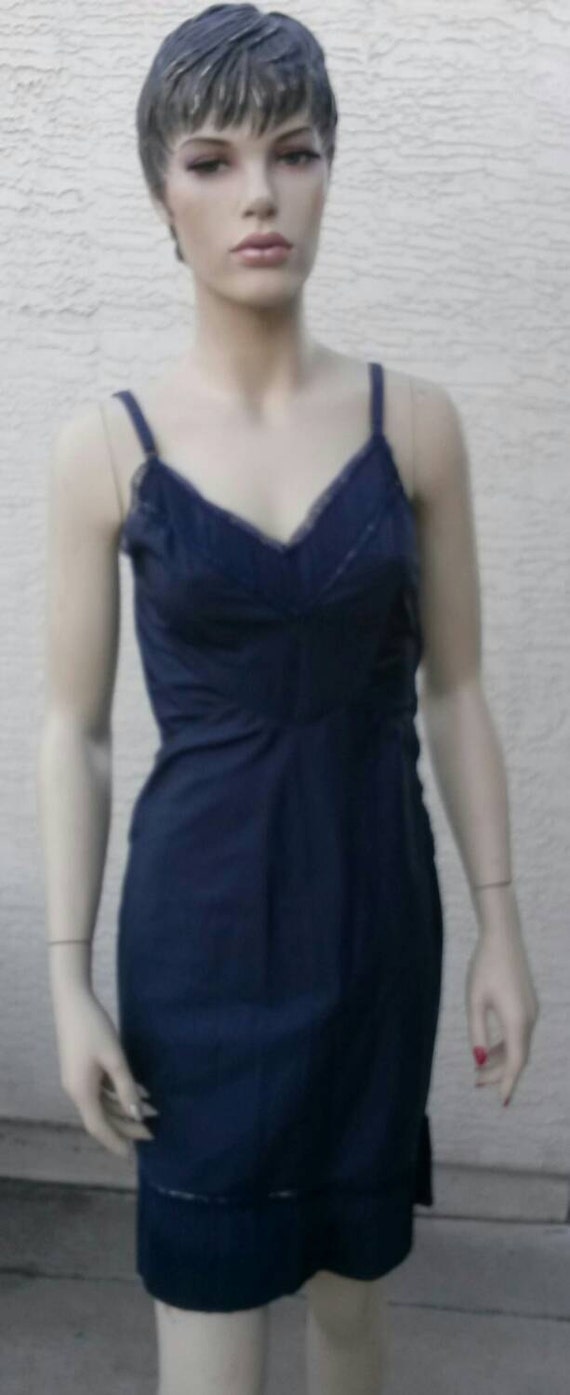 Fabulous Vintage Navy Blue Slip Dress