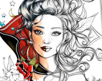 Moonbeam & Sunshine ”Premium coloring page for adults ,Instant download,Printable,Beautiful original artworks by Derya Cakirsoy