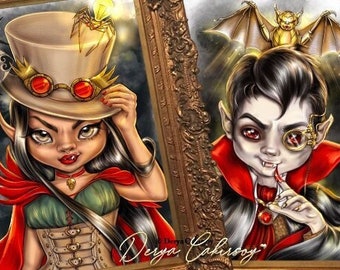 STEAMPUNK HALLOWEEN 2022 Pages à colorier en niveaux de gris Illustrations de Valeria et Vladis Téléchargement instantané imprimable Derya Cakirsoy