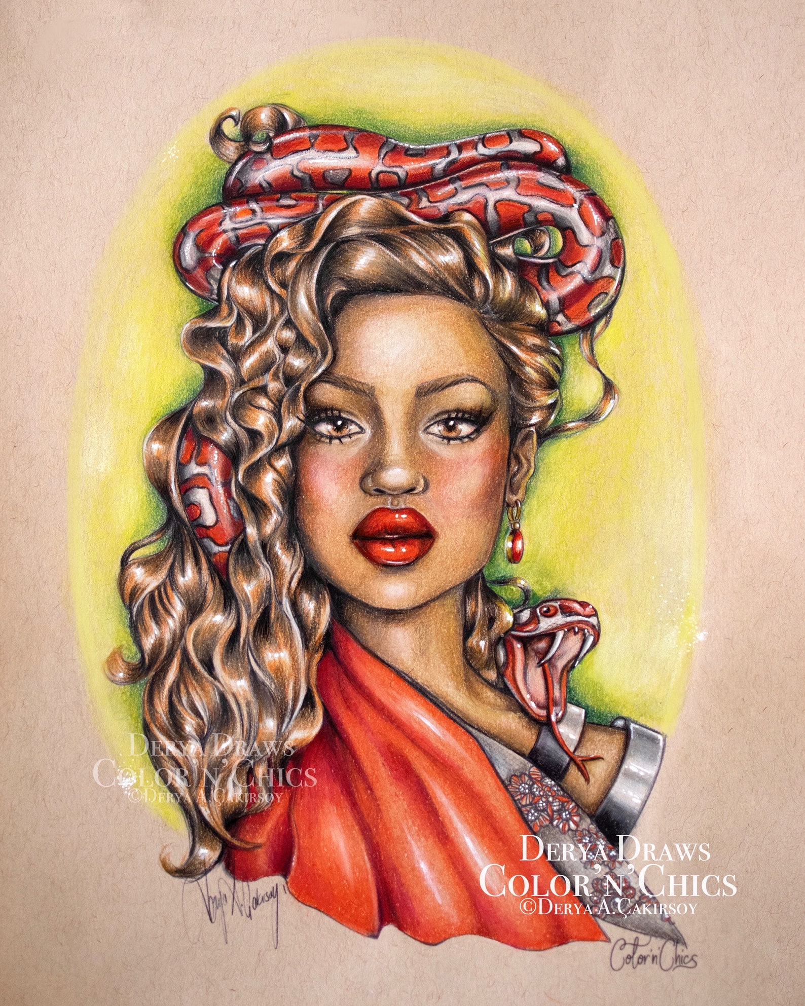 Snake Queen Premium Adult Coloring Page Instant | Etsy