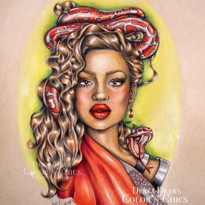 Snake Queen Premium Adult Coloring Page Instant | Etsy