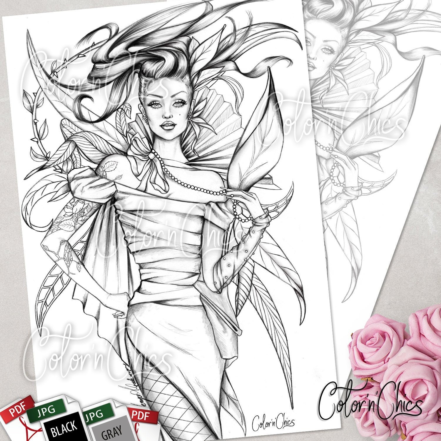 Rose premium Coloring Page for Adults instant   Etsy Ireland
