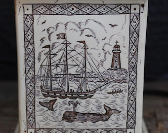 Fiji California Voyager Nautical Faux Scrimshaw Accent Table Lamp