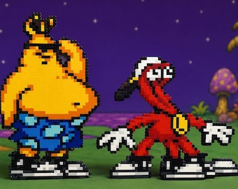 Toe Jam and Earl Perler Bead Magnet: 8-Bit Gamer Gift