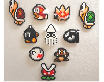Mario Perler baddies | 8 bit pixel art | perler bead art | Boo | Koopa | Goomba | Blooper