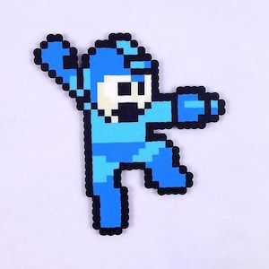 Mega Man, Perler Beads, pixel art, fridge magnet, Megaman, 8 bit perler bead, Perler, Perler Beads, Hama Beads, Fuse Beads