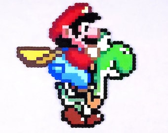 Yoshi, Mario, Perler Beads, super mario world, retro, gaming, mario art, hama beads, mario yoshi, snes, pixel art, gaming