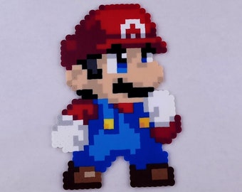 Mario Perler bead art, pixel art, Mario bead sprite, 8 bit, Super Mario Bros, super smash, luigi, toad, princess peach, bowser, koopa, small