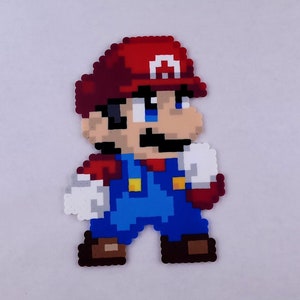 Mario Perler bead art, pixel art, Mario bead sprite, 8 bit, Super Mario Bros, super smash, luigi, toad, princess peach, bowser, koopa, small