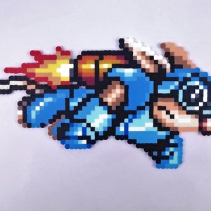 Rocket Knight, Sparkster Perler Beads, pixel art, fridge magnet