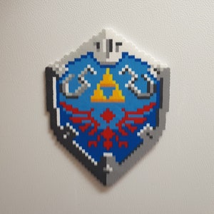 Hylian Shield, Zelda, Legend of Zelda, Link, Perler Beads, nintendo, snes, master sword, pixel art, zelda art, gamer gifts