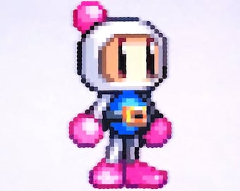 Bomberman Perler Bead Pixel Art: 8-bit Video Game Decor