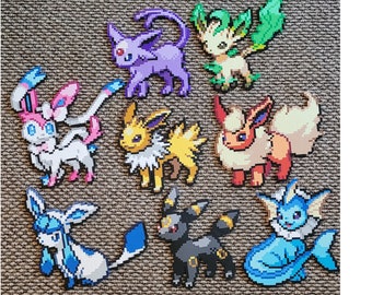 Chaveiro Pokemon Evolução Eevee, Vaporeon Glaceon Leafeon Espeon Jolteon  Flareon Umbreon (Hama Beads/ Pixel Art/ Perler Beads/ Pixel Arte) -  Escorrega o Preço