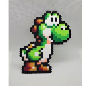 Yoshi Perler Bead Magnet: Mario Pixel Art Cake Topper