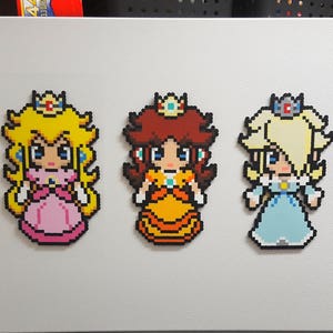 Princess Peach, Princess Rosalina, Princess Daisy, Super Mario Bros Perler, Bead Sprite, 8 Bit Pixel Art