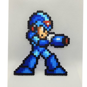 Mega Man, video game, perler beads, wall art, pixel, hama beads, perler, gamer, SNES, megaman, nintendo, perler bead art, video game decor