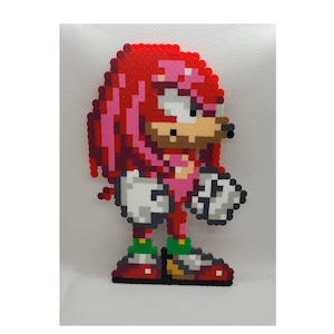 Knuckles Perler Beads, pixel art, video game, art, sonic, tails, sega, Sonic the hedgehog, pixel art, gamer gifts, hama beads, perler