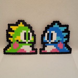Bubble Bobble, perler, NES, Retro, Arcade, Video Game, Video Games, Geek gifts, Bub, Bob, pixel art, 8 bit, Perler Beads