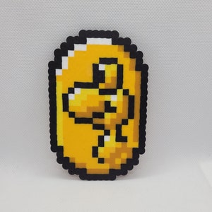 Yoshi Coin Perler, Super Mario World, 8 bit perler bead pixel art, SNES, power-up, magnet, stocking stuffer, wall decor