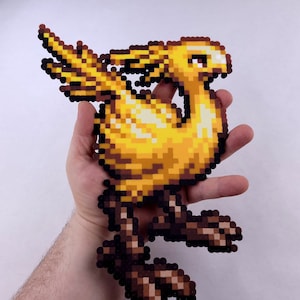 Final Fantasy, Chocobo, perler beads, pixel art, hama beads, fuse beads, wall hanging, fridge magnet, refrigerator magnets, Tactics, gift