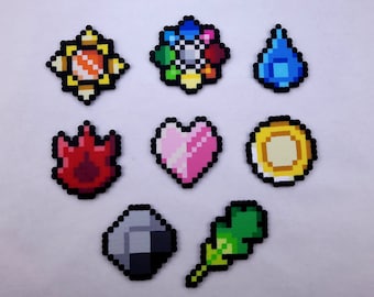Pokemon Perler Beads Kanto Gym Badge Set, Pixel Art Ornament, Magnet, Unique Gamer Gifts, Pokemon Stocking Stuffer, Decor
