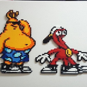 Toe Jam and Earl Perler Bead Magnet: 8-Bit Gamer Gift