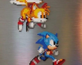 Sonic The Hedgehog Perler Bead Art, 8 Bit Pixel Art sonic magnet, classic sonic art, sonic desk decor, gamers room decor
