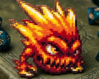 Final Fantasy Bomb Perler Bead Art, Pixel Wall Decor, Video Game Sprite Gift, Gamer Room Decoration, Nerdy Gamer Desk Accessory