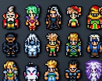 Final Fantasy VI Perler Bead Art, Moogle Bead Sprite, Terra FF6 Sprite, FF6 Art, Final Fantasy Gift for Gamer, Moogle Ornament