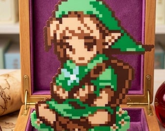 The Legend Of Zelda Link Perler Beads Pixel Art Sprite, Nintendo Art Ornament Hook, Zelda Art Gamer Gifts Stocking Stuffer