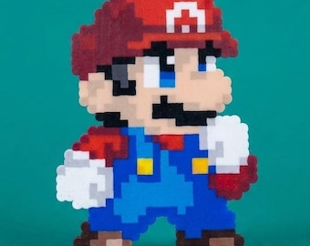 Perler Beads Mario Perler Bead Art 8 Bit Mario Sprite, Retro Mario Fridge Magnet, Pixel Mario Decor, Nintendo Room Art