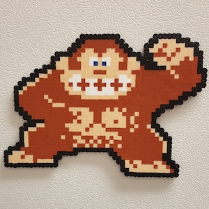 Donkey Kong | perler bead pixel art | Magnet | Cake Topper | Christmas Tree Ornament | Stocking Stuffer | Gifts for Gamers | Arcade decor