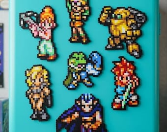 Chrono Trigger Gift Pixel Bead Sprite, Crono Perler Bead Handmade Game Art, Geeky Room Decor, Gamer Desk Decor, Chrono Fridge Magnet