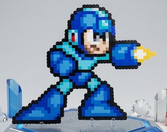 Mega Man Sprite Perler Beads Pixel Art, Retro Game Decor, 8 Bit Wall Art, Cool Desk Decor, Mega Man Gift, Video Game Art