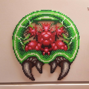 Metroid, Perler Beads, pixel art, Super metroid, samus, Nintendo, SNES, Video Game, hama beads, video game art