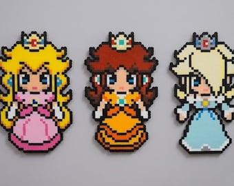 Perler Bead Art Mario Princess Set, Pixel Art Princess Peach Daisy Rosalina, Unique Gamer Gifts, Gift For Mario Fan