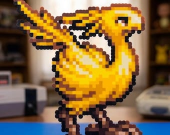 Final Fantasy Chocobo Pixel Art: Perler Bead Fridge Magnet