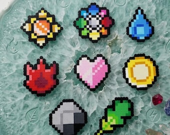 ポケモン パーラービーズ カントージムバッジセット、ピクセルアート
