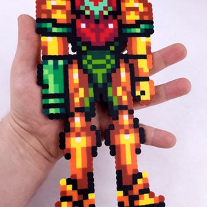 Metroid, Samus Aran, Perler beads, Super Metroid, samus, perler samus, video game art, perler bead art, video game decor