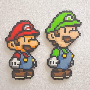 Mario, Perler Beads, pixel art, super mario bros, video game, super mario, nintendo, paper mario, Luigi, Toad, Princess Peach