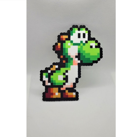 Yoshi, Perler Beads, Mario, Bead Sprite, Pixel Art, Perler Bead