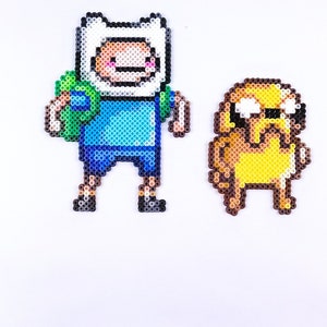 Finn, jake, Adventure time, perler, Finn the Dog, Jake the Human, kandi, hama, beads, cartoon, 8 bit perler, bead fan art