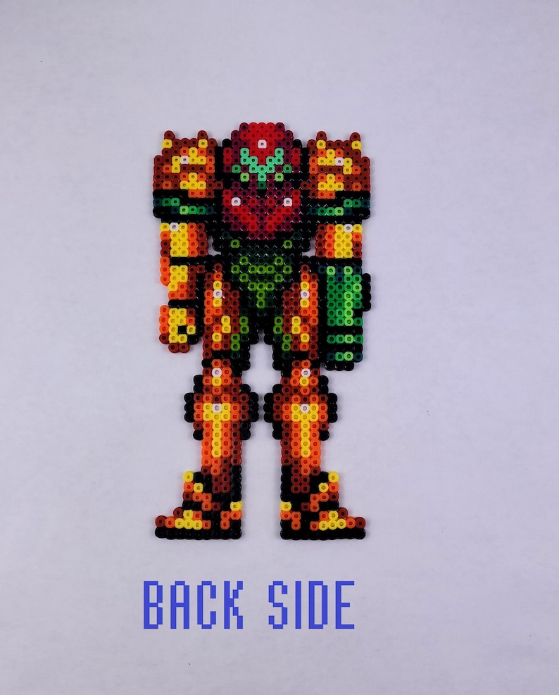 Metroid, Samus Aran, Perler beads, Super Metroid, samus, perler samus, video game art, perler bead art, video game decor