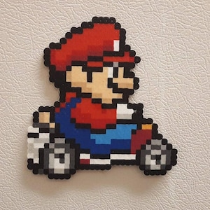 Mario Kart, Perler Beads, Mario, perler bead art, donkey kong, yoshi, bowser, koopa, wii, mario art, super mario, pixel art