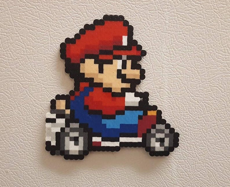 Mario Kart, Perler Beads, Mario, perler bead art, donkey kong, yoshi, bowser, koopa, wii, mario art, super mario, pixel art