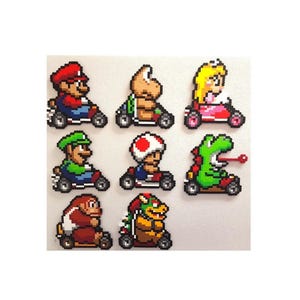 Mario Kart, Perler Beads, Mario, perler bead art, donkey kong, yoshi, bowser, koopa, wii, mario art, super mario, pixel art
