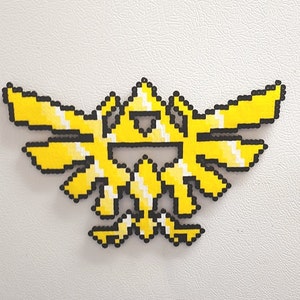 Hylian Crest, Perler, Perler Beads, Legend of Zelda, boyfriend gift, video game art, triforce, wall art, nintendo, 8 bit pixel art